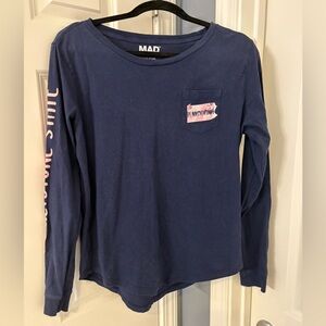 MAD Engine Pennsylvania Navy Long-Sleeve Tee with Pink Accent Pocket